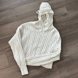 Alo Yoga Cable Knit Winter Bliss Hoodie in Ivory - gently worn